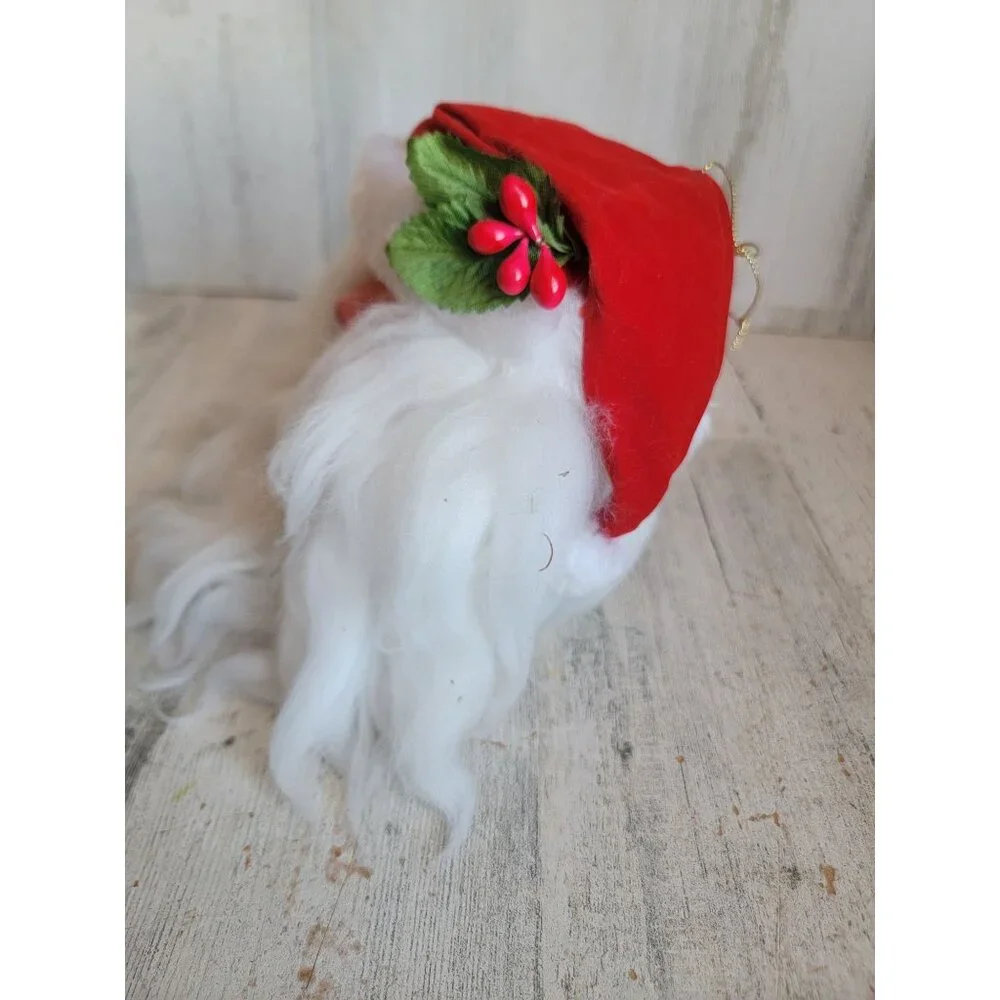 Santa Claus face vintage mistletoe hat ornament Xmas decor‎